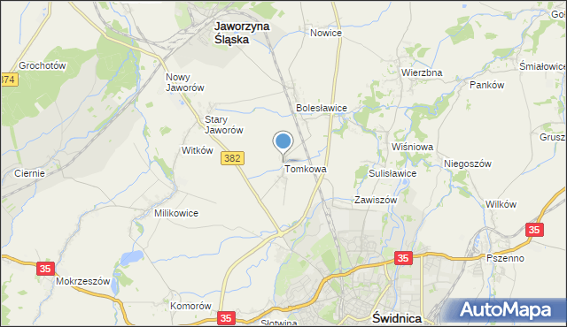 mapa Tomkowa, Tomkowa na mapie Targeo